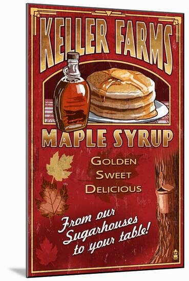 Maple Syrup Farm - Vintage Sign-Lantern Press-Mounted Art Print