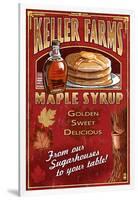 Maple Syrup Farm - Vintage Sign-Lantern Press-Framed Art Print