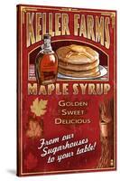 Maple Syrup Farm - Vintage Sign-Lantern Press-Stretched Canvas