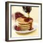 Maple Syrup Pouring over a Stack of Pancakes-Paul Poplis-Framed Photographic Print