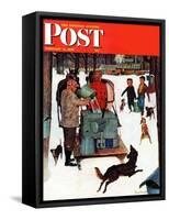 "Maple Syrup Time in Vermont," Saturday Evening Post Cover, February 17, 1945-Mead Schaeffer-Framed Stretched Canvas