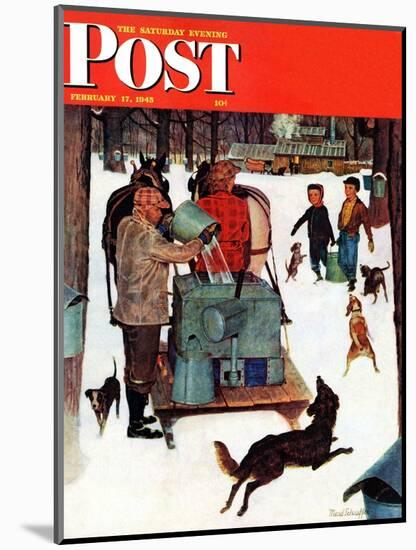 "Maple Syrup Time in Vermont," Saturday Evening Post Cover, February 17, 1945-Mead Schaeffer-Mounted Giclee Print
