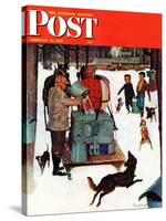 "Maple Syrup Time in Vermont," Saturday Evening Post Cover, February 17, 1945-Mead Schaeffer-Stretched Canvas