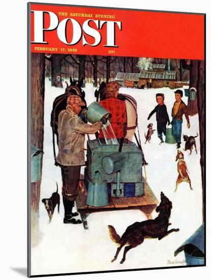 "Maple Syrup Time in Vermont," Saturday Evening Post Cover, February 17, 1945-Mead Schaeffer-Mounted Premium Giclee Print