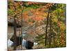 Maple Trees frame O Kun De Kun Falls on the Baltimore River, Ottawa National Forest, Michigan, USA-Chuck Haney-Mounted Photographic Print