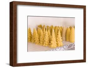 Maple Valley, Washington State. Handmade tree-shaped and pinecone-shaped beeswax candles for sale.-Janet Horton-Framed Photographic Print