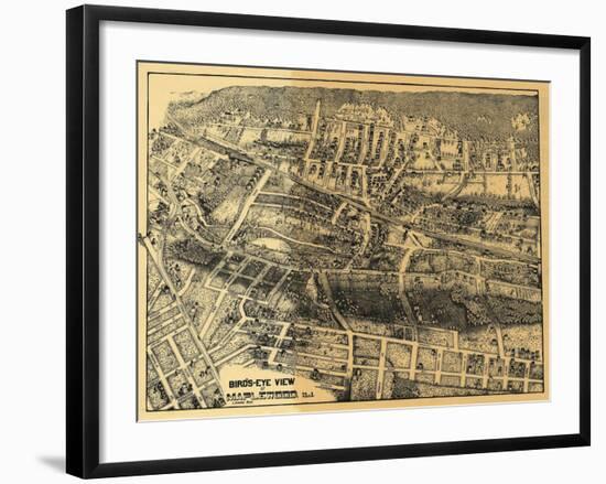 Maplewood, New Jersey - Panoramic Map-Lantern Press-Framed Art Print