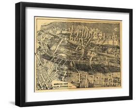 Maplewood, New Jersey - Panoramic Map-Lantern Press-Framed Art Print