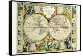 Mappa Monde Carte Universelle De La Terre-Jean Baptiste Nolin-Framed Stretched Canvas