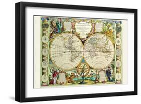 Mappa Monde Carte Universelle De La Terre-Jean Baptiste Nolin-Framed Art Print