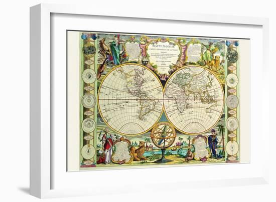 Mappa Monde Carte Universelle De La Terre-Jean Baptiste Nolin-Framed Art Print