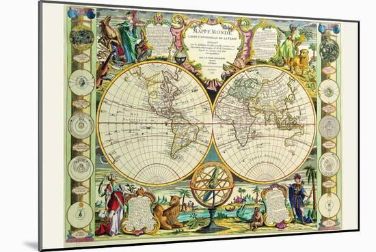 Mappa Monde Carte Universelle De La Terre-Jean Baptiste Nolin-Mounted Art Print