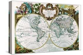 Mappe Monde Nouvelle-George Louis Le Rouge-Stretched Canvas