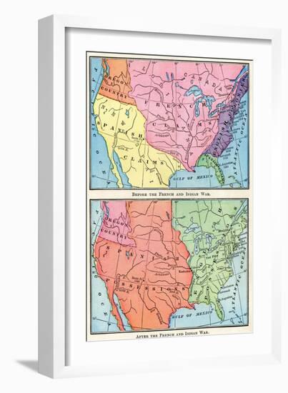 Maps of North American Colonies Before and after the French and Indian War, c.1700-null-Framed Giclee Print
