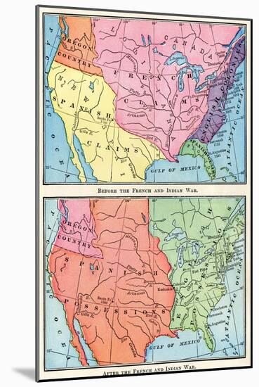 Maps of North American Colonies Before and after the French and Indian War, c.1700-null-Mounted Giclee Print