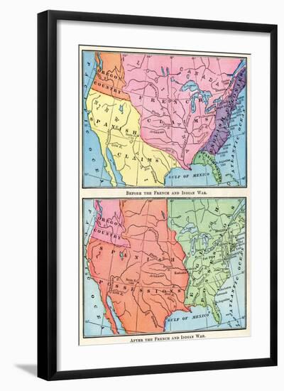 Maps of North American Colonies Before and after the French and Indian War, c.1700-null-Framed Giclee Print