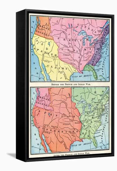 Maps of North American Colonies Before and after the French and Indian War, c.1700-null-Framed Stretched Canvas