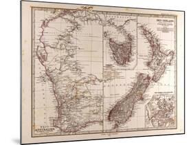 Maps of Western Australia, Tasmania and New Zealand, 1872-null-Mounted Giclee Print