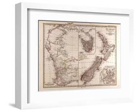 Maps of Western Australia, Tasmania and New Zealand, 1872-null-Framed Giclee Print