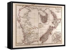 Maps of Western Australia, Tasmania and New Zealand, 1872-null-Framed Stretched Canvas