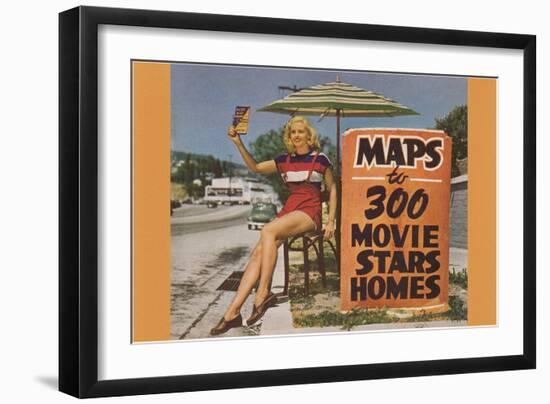 Maps to the Stars' Homes Vendor, Los Angeles, California-null-Framed Art Print
