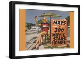 Maps to the Stars' Homes Vendor, Los Angeles, California-null-Framed Art Print