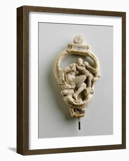 Maquette for a Key Bow with a Cupid Whispering to a Seated Girl-Alfred Gilbert-Framed Giclee Print