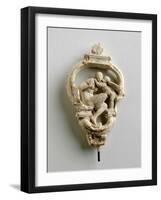 Maquette for a Key Bow with a Cupid Whispering to a Seated Girl-Alfred Gilbert-Framed Giclee Print