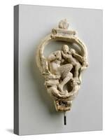 Maquette for a Key Bow with a Cupid Whispering to a Seated Girl-Alfred Gilbert-Stretched Canvas