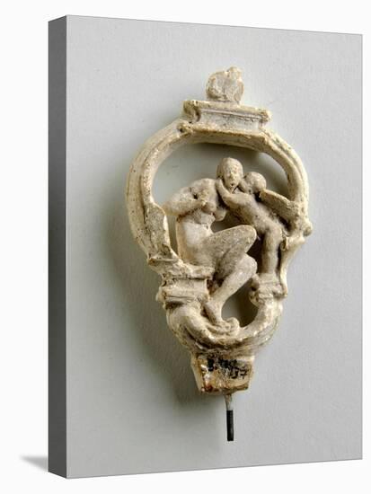 Maquette for a Key Bow with a Cupid Whispering to a Seated Girl-Alfred Gilbert-Stretched Canvas