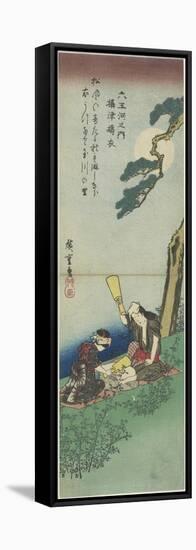 Mar-21-1980: Pounding Silk in Settsu Province, 1830-1844-Utagawa Hiroshige-Framed Stretched Canvas