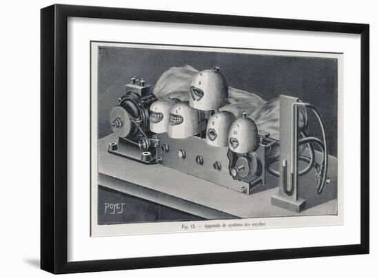Marage's Machine to Simulate the Sounds and Mouth Shapes Created by Saying the Five Vowels-Poyet-Framed Art Print