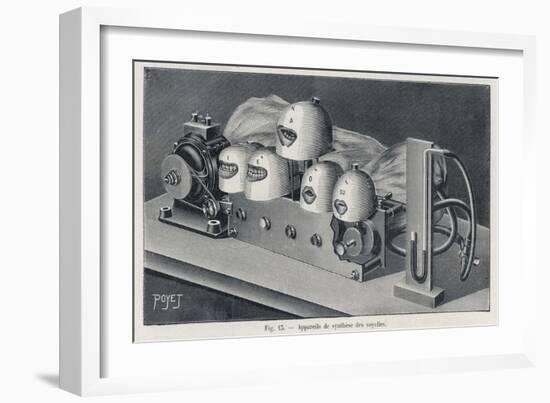 Marage's Machine to Simulate the Sounds and Mouth Shapes Created by Saying the Five Vowels-Poyet-Framed Art Print