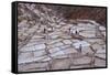 Maras Saltpan Salinas in the Sacred Valley of the Incas, near Cusco, Peru, South America-Julio Etchart-Framed Stretched Canvas