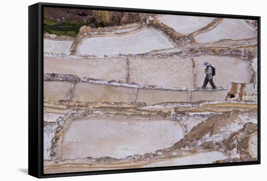 Maras Saltpan Salinas in the Sacred Valley of the Incas, near Cusco, Peru, South America-Julio Etchart-Framed Stretched Canvas