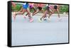 Marathon Running Race, People Feet on City Road-lzf-Framed Stretched Canvas