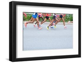 Marathon Running Race, People Feet on City Road-lzf-Framed Photographic Print