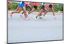 Marathon Running Race, People Feet on City Road-lzf-Mounted Photographic Print