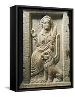 Marble Altar Depicting the Goddess Allat with a Lion-null-Framed Stretched Canvas