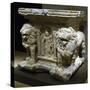 Marble Altar with Statue of Romanised Goddess Astarte in Niche Flanked by Two Lions-null-Stretched Canvas