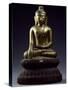 Marble and Gilded Lacquered Buddha Statue, Burma-null-Stretched Canvas