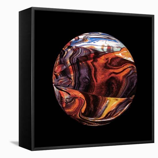 Marble Ball Watercolor Sphere-Swedish Marble-Framed Stretched Canvas