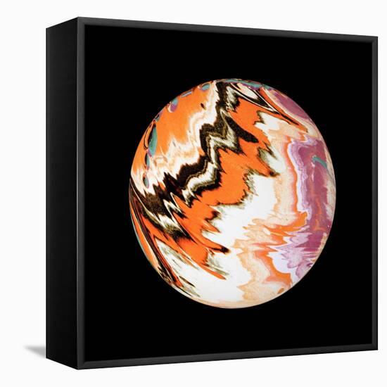 Marble Ball Watercolor Sphere-Swedish Marble-Framed Stretched Canvas