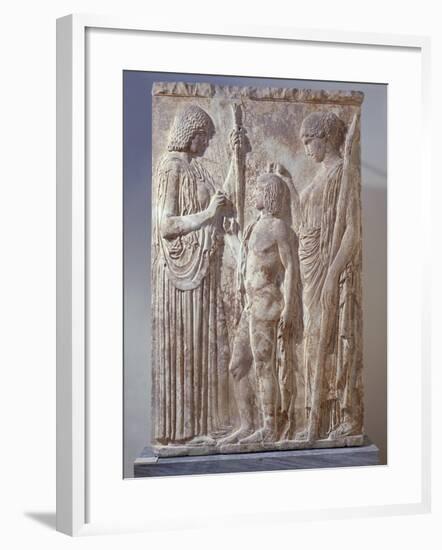Marble Bas-Relief Depicting Triad of Eleusinian Mysteries with Persephone-null-Framed Giclee Print