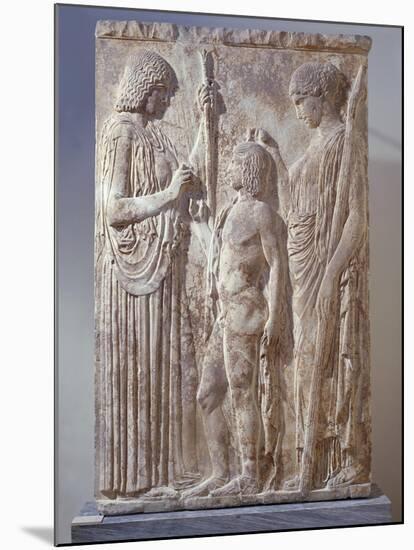 Marble Bas-Relief Depicting Triad of Eleusinian Mysteries with Persephone-null-Mounted Giclee Print