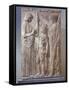 Marble Bas-Relief Depicting Triad of Eleusinian Mysteries with Persephone-null-Framed Stretched Canvas