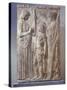 Marble Bas-Relief Depicting Triad of Eleusinian Mysteries with Persephone-null-Stretched Canvas