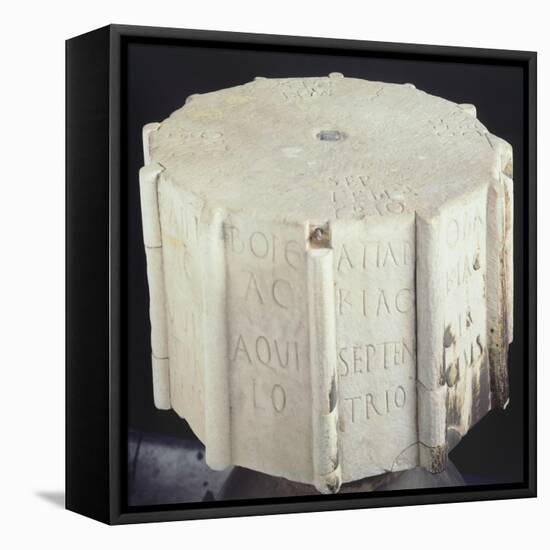 Marble Base from an Anemometer Engraved with the Cardinal Points-null-Framed Stretched Canvas