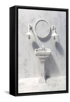 Marble Bathroom, 2019, paper-Isobel Barber-Framed Stretched Canvas