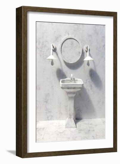 Marble Bathroom, 2019, paper-Isobel Barber-Framed Giclee Print